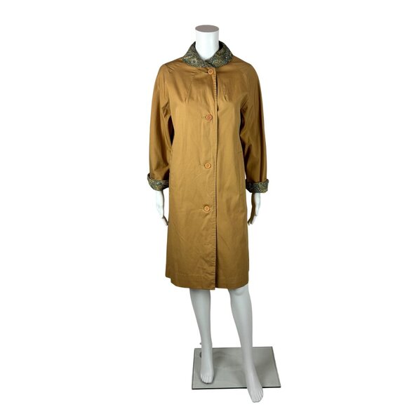 Vintage 70s Reversible Coat Women's Medium Paisley Print Gray Tan Trench - Picture 2 of 16